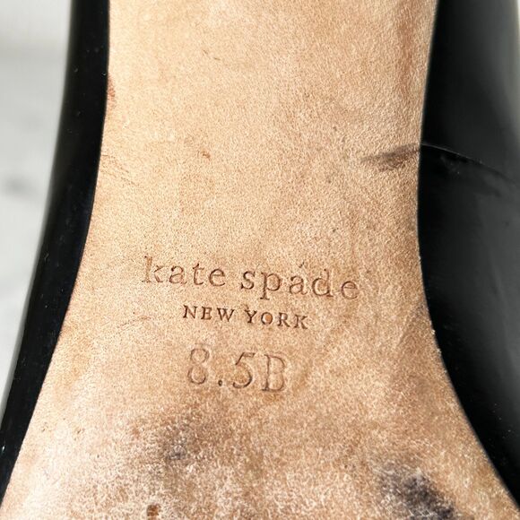 Kate Spade Strudel Black Patent Leather Twist Bow Pumps 3" Heels - Women's 8.5 - Picture 8 of 9